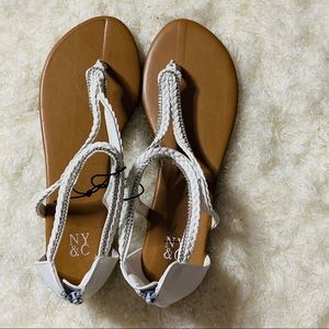 New York & Company White Strappy Sandals